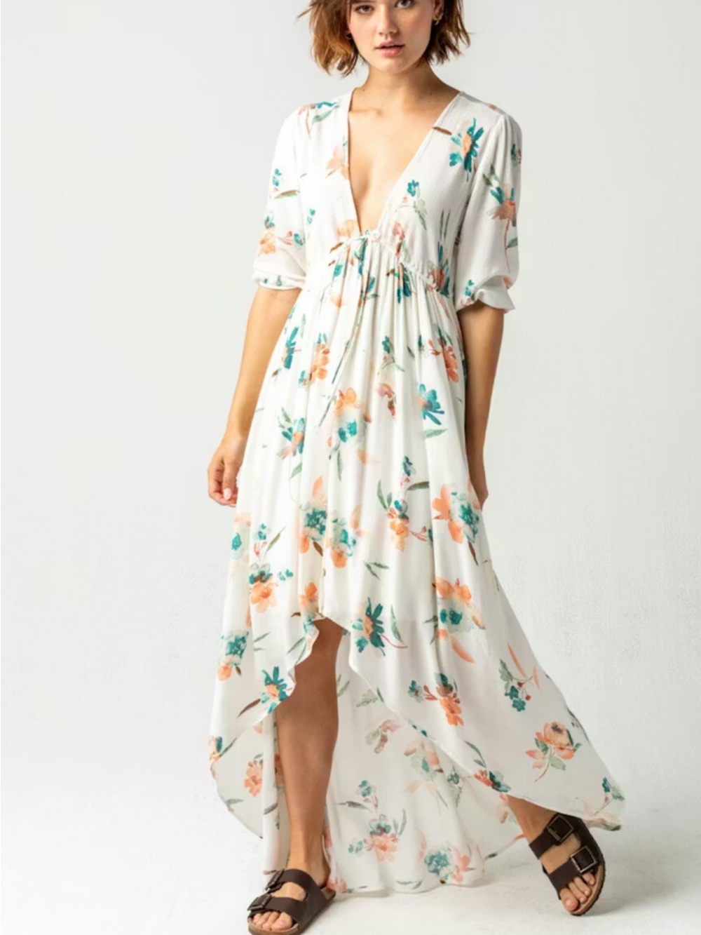 O'NEILL Floral V-neck Boyce Hi-low Maxi Dress Size Medium